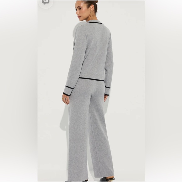 Commense Black and White Wide Leg 2 piece knit pants suit - Picture 6 of 7